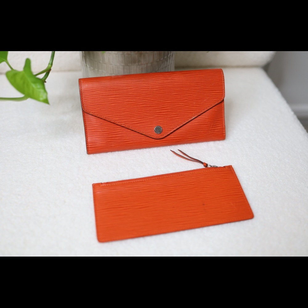 Louis Vuitton Epi Josephine Agenda Long Wallet Piment Orange Zip Insert Wallet